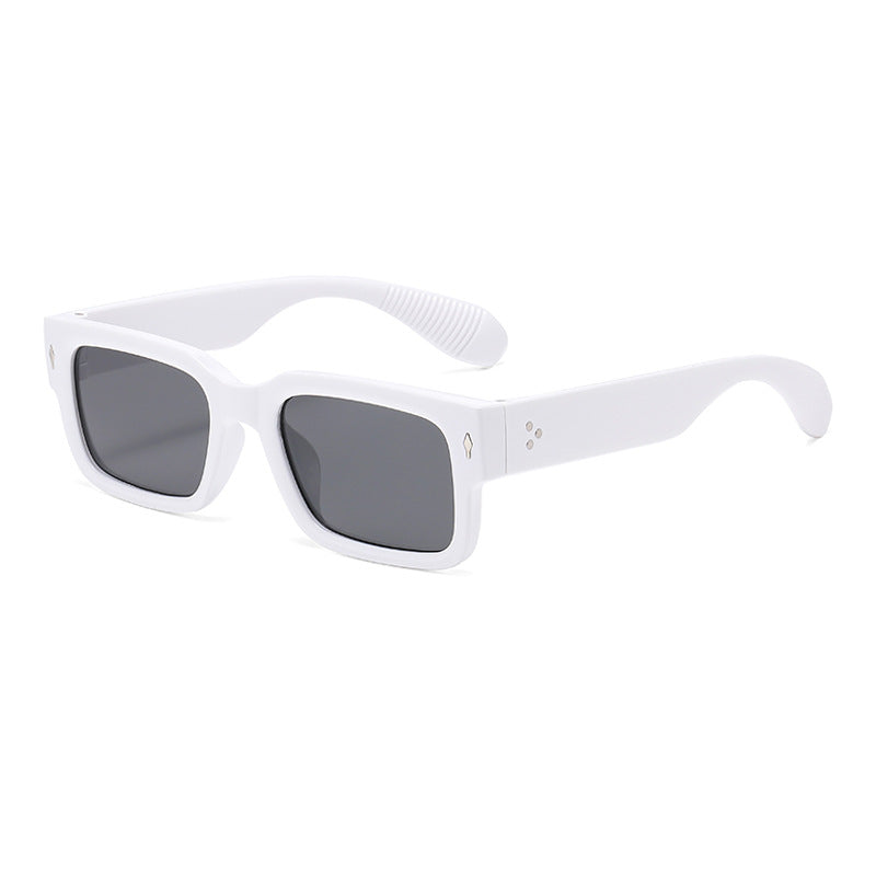 Wholesale Colorblock Square Frame Sunglasses Beige Stud Sunglasses